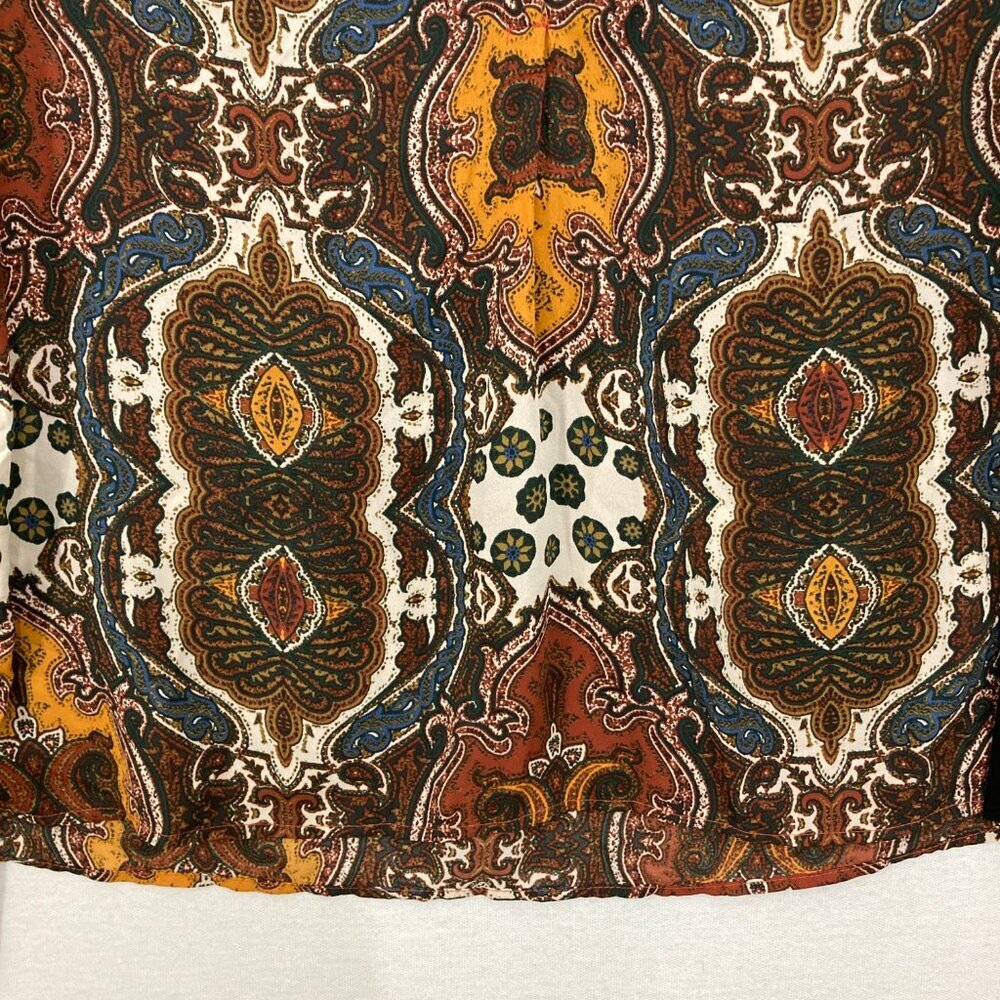 New Cocomo size XL‎ V Neck 3/4 Sleeve Brown Boho Abstract Print Popover Blouse - Picture 5 of 9